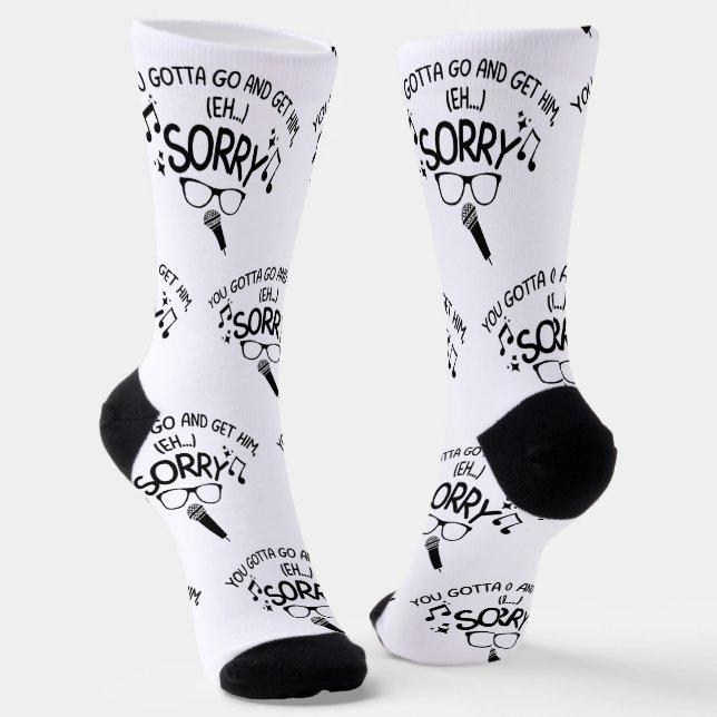 "Sorry" X-Factor Guy Lyrics Meme  Socks (Angled)
