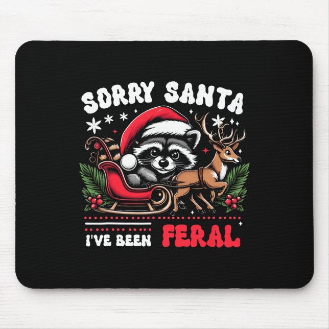 Sorrysanta I've Been Feral Racoon Xmas Lights Rei Mouse Pad (Front)