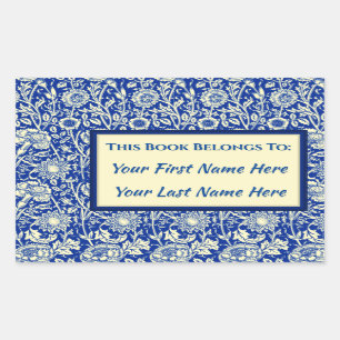 Sorta Blue Calico Personalised Bookplates Rectangular Sticker