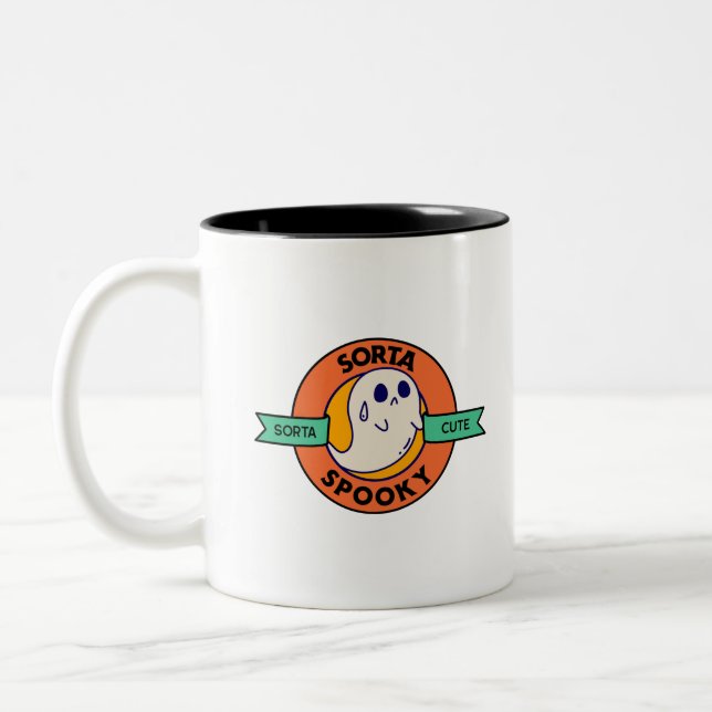 Sorta Cute Sorta Spooky Two-Tone Coffee Mug (Left)