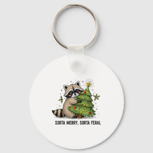 Sorta Merry Sorta Feral Christmas Raccoon Trash Pa Key Ring