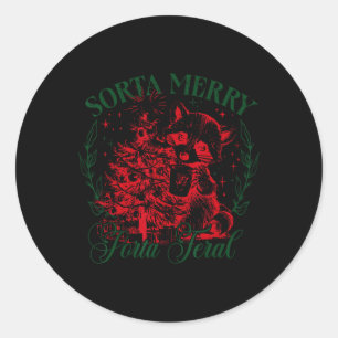 Sorta Merry Sorta Feral Funny Christmas Racoon Xm Classic Round Sticker