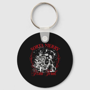 Sorta Merry Sorta Feral Funny Christmas Racoon Xm Key Ring
