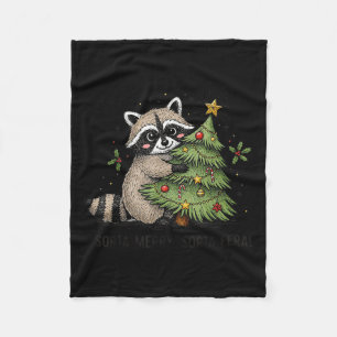 Sorta Merry Sorta Feral Funny Xmas Racoon Cute An Fleece Blanket