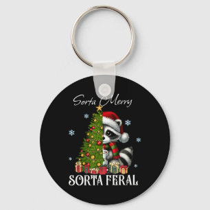 Sorta Merry Sorta Feral Racoon Hot Cocoa Cup Chri Key Ring