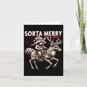 Sorta Merry Sorta Scary Christmas Funny Racoon Ri Card