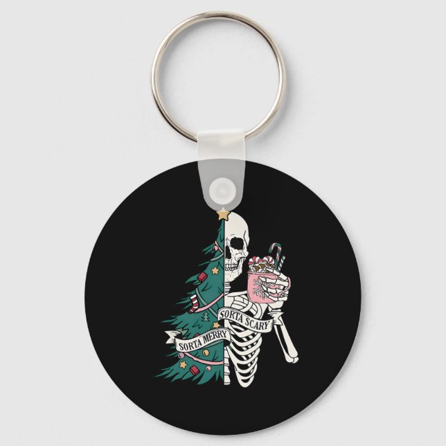 Sorta merry sorta scary christmas  key ring (Front)