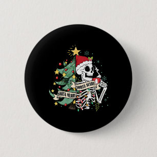 Sorta Merry Sorta Scary Skeleton Snow Christmas Xm 6 Cm Round Badge
