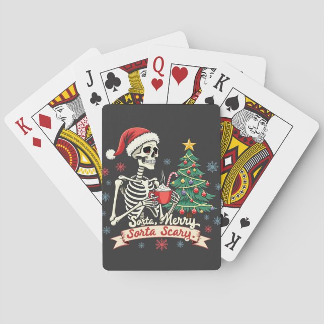 Sorta Merry Sorta Scary Spooky Skeleton Xmas  Playing Cards (Back)