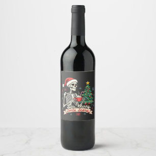 Sorta Merry Sorta Scary Spooky Skeleton Xmas Wine Label