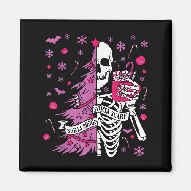 Sorta Merry Sorta Y Funny Christmas Skeleton Tree  Magnet (Front)
