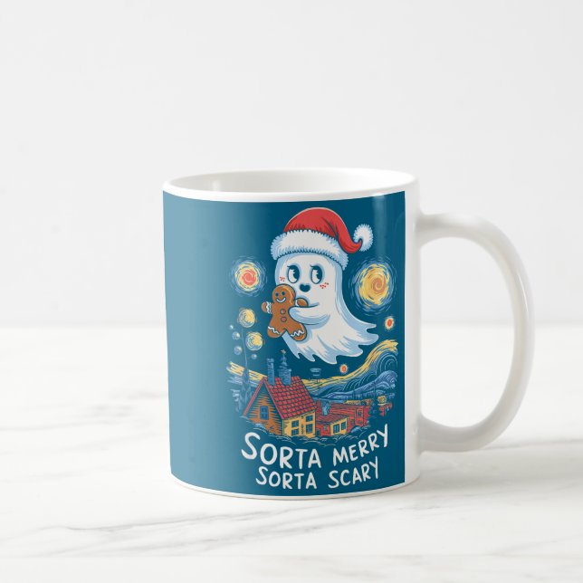 Sorta Merry Sorta Y Santa Ghost Christmas Gingerbr Coffee Mug (Right)