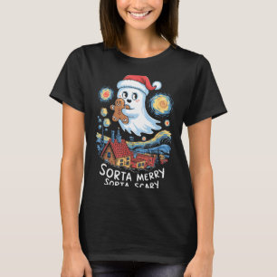 Sorta Merry Sorta Y Santa Ghost Christmas Gingerbr T-Shirt