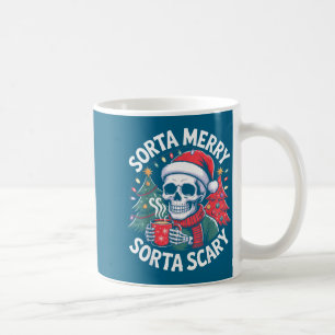 Sorta Merry Sorta Y Skeleton With Santa Hat  Coffee Mug