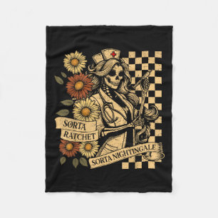 Sorta Ratchet Sorta Nightingale Skeleton Nurse Hal Fleece Blanket