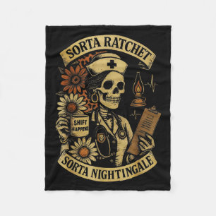Sorta Ratchet Sorta Nightingale Skeleton Nurse Hal Fleece Blanket