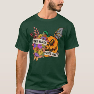 Sorta sweet sorta spooky floral Halloween pumpkin T-Shirt