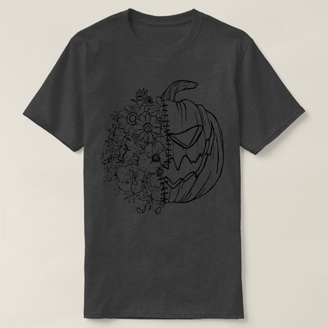 Sorta Sweet Sorta Spooky Halloween Flower Pumpkin  T-Shirt (Design Front)
