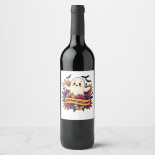Sorta Sweet Sorta Spooky Halloween Ghost Fall Love Wine Label