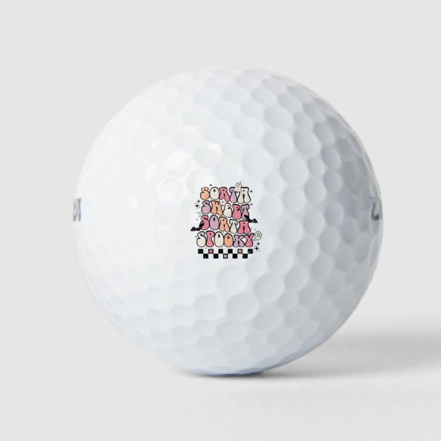 Sorta Sweet Sorta Spooky-Halloween-Retro Groovy Golf Balls (Front)