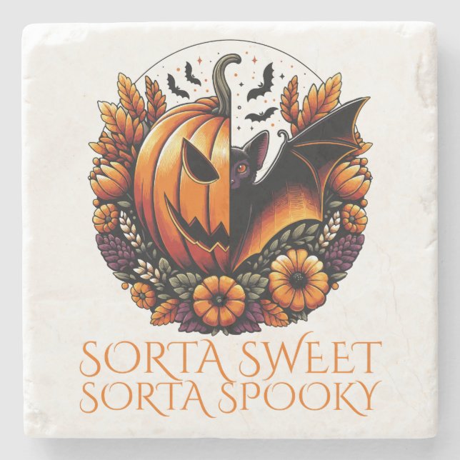 Sorta Sweet Sorta Spooky Stone Coaster (Front)