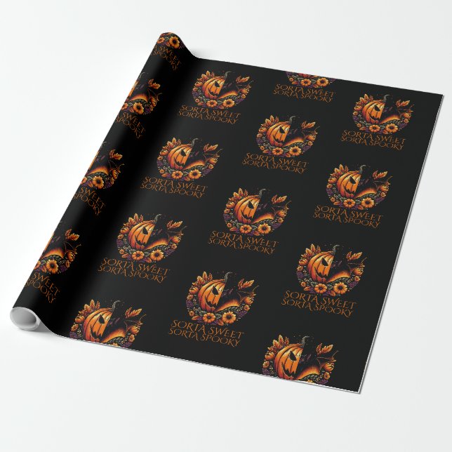 Sorta Sweet Sorta Spooky Wrapping Paper (Unrolled)