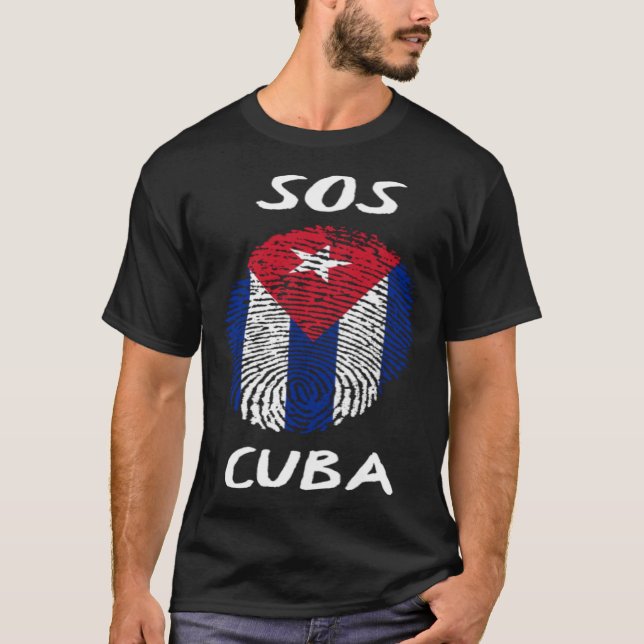 SOS Cuba Cuban DNA  Cuba Libre Freedom & Libertad T-Shirt (Front)