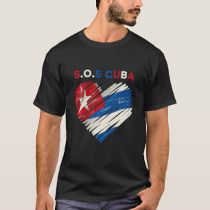 Sos Cuba Flag Heart Shape Tee Cuba Cuban Flag Love