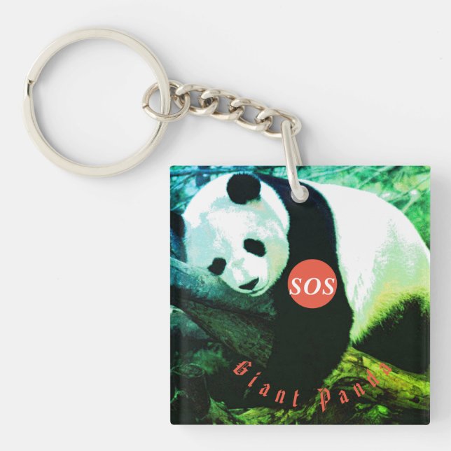 Sos Panda Acrylic Porteles Key Ring (Front)