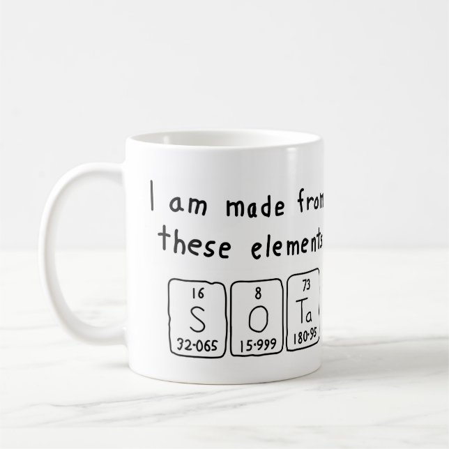 Sota periodic table name mug (Left)
