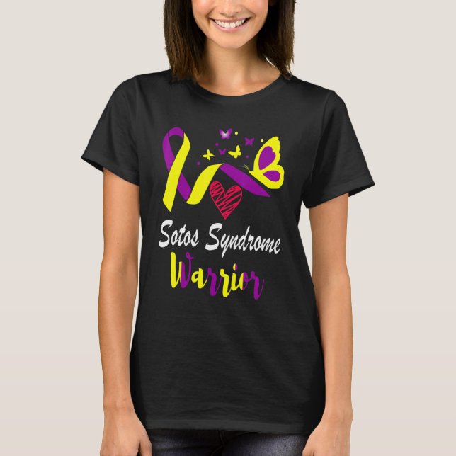 Sotos Syndrome Awareness Butterfly Support Yellow  T-Shirt (Front)