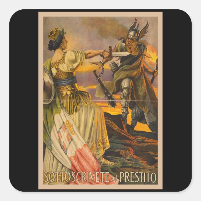 Sottoscrivete al Prestito - Vintage Italy War Square Sticker (Front)