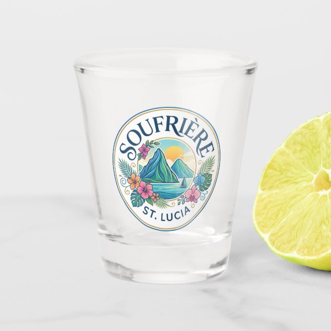 Soufrière Saint Lucia Shot Glass (Front)