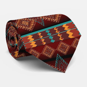 Souhwestern ehnic  geometric pattern   neck tie