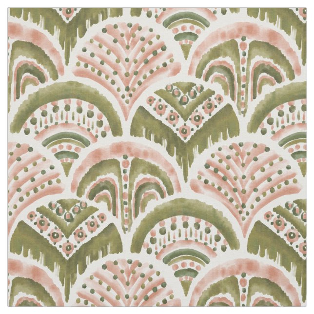 SOUL ARMOR Boho Blush Gold Mermaid Scallop Fabric (Swatch)