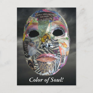Soul Comes In All Colours Mask Postcard