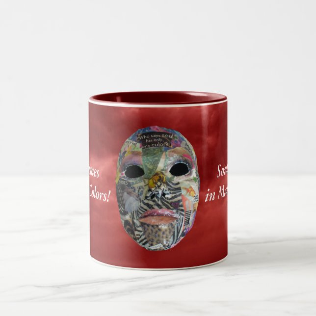 Soul Comes In All Colours Mask Two-Tone Coffee Mug (Center)