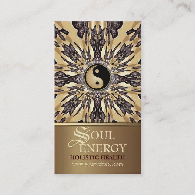 Soul Energy Yin Yang New Age Gold Business Card (Front)