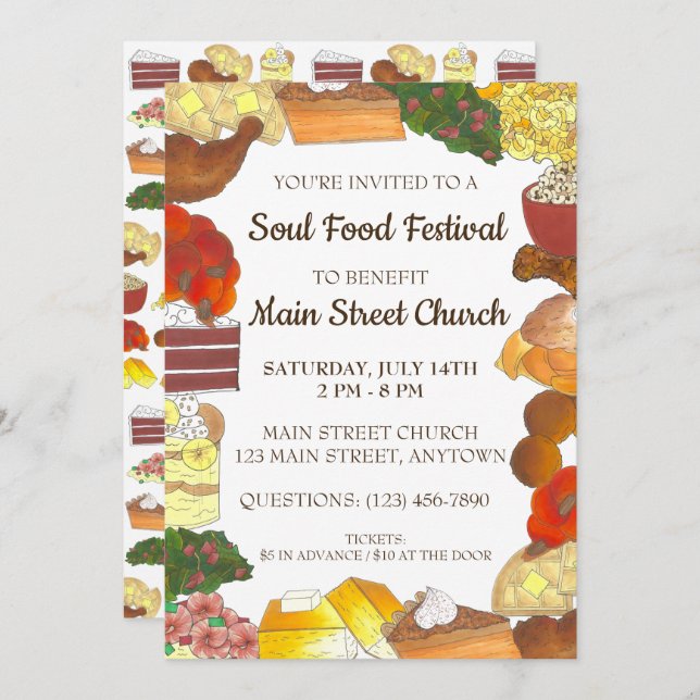 Soul Food Festival Event Southern Cuisine Invitation (Front/Back)