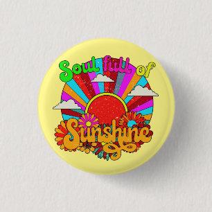 Soul Full Of Sunshine - colourful retro sun 3 Cm Round Badge