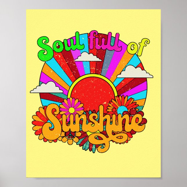 Soul Full Of Sunshine - colourful retro sun Poster (Front)