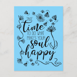 'Soul Happy' customise background colour Postcard