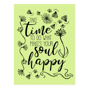 'Soul Happy' customise background colour Postcard
