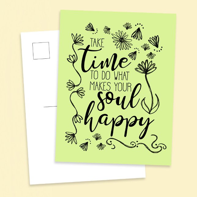 'Soul Happy' customise background colour Postcard (Creator Uploaded)