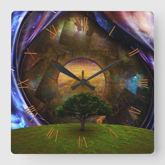 Soul journey square wall clock (Front)