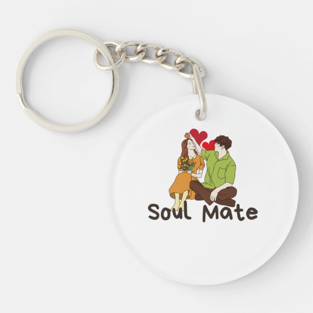 Soul Mate Acrylic Keychain – Romantic Couple Gift" (Front)