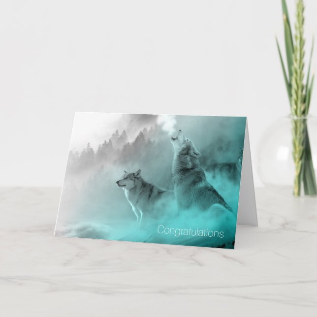 Soul Mate Wolves Wedding Card (Front)
