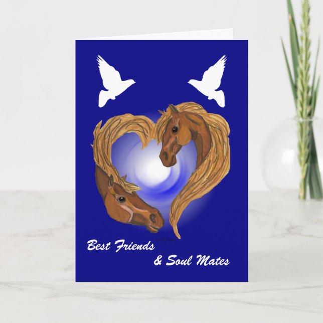 Soul Mated Heart Horse Head Card (Front)