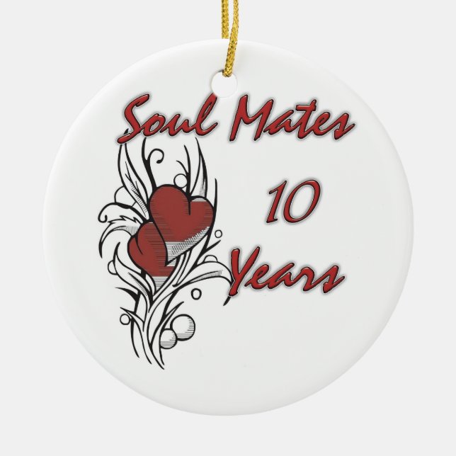 Soul Mates 10 Years Ceramic Tree Decoration (Front)