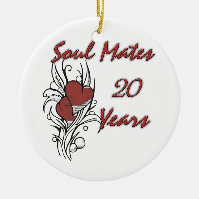 Soul Mates 20 Years Ceramic Ornament (Front)